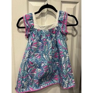 Lilly Pulitzer Shift Dress 100% Cotton 4 Y Floral 20th Anniv. Preppy Boho Beach